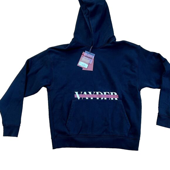 Vayder Men's Cotton Hoodie Kangaroo Pocket Oversized Black Heavy Weight Sz L NEW - Picture 2 of 11